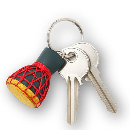 Mini African Djembe Drum Keychain, Handmade Wooden Drum Key Holder with Cords