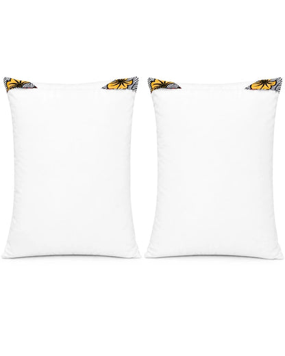 2 Set African Print Pillow Covers - 24" x 20" White & Decorative Floral Bedding