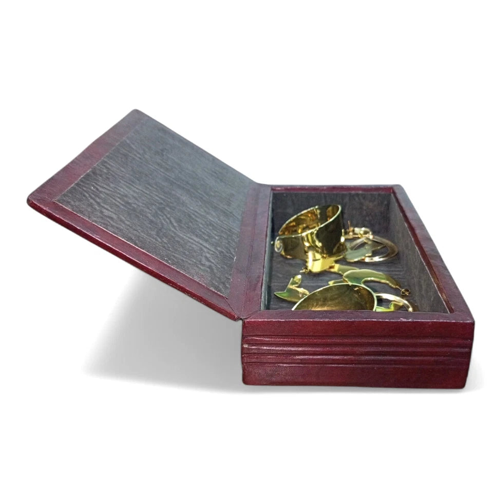 Jewelry Box, Handmade Vintage Wooden Trinket Box W Lid Treasure Chest