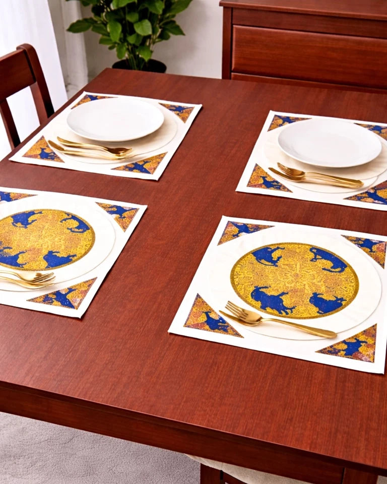 Ankara Print Set of 1 Table Runner & 4 Placemats, Home Dining Table Decor Set