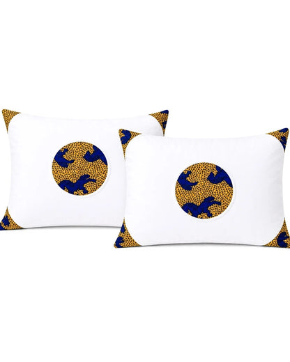 2 Set African Print Pillow Covers - 24" x 20" White & Decorative Floral Bedding