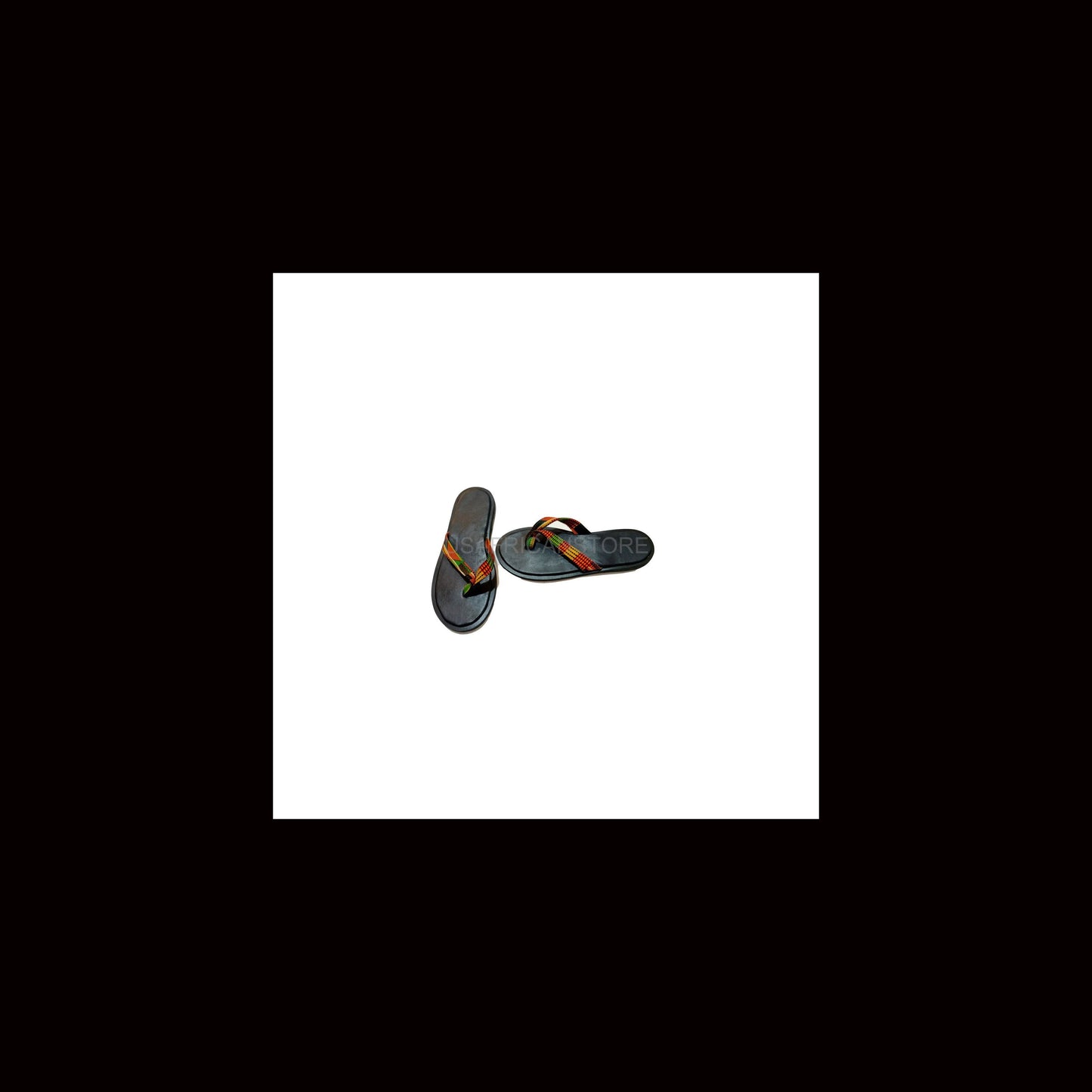 Leather Slide for Men | Handmade African Kente Print Sandals, Open Toe Shoe, Black Men Footwear - 10.5